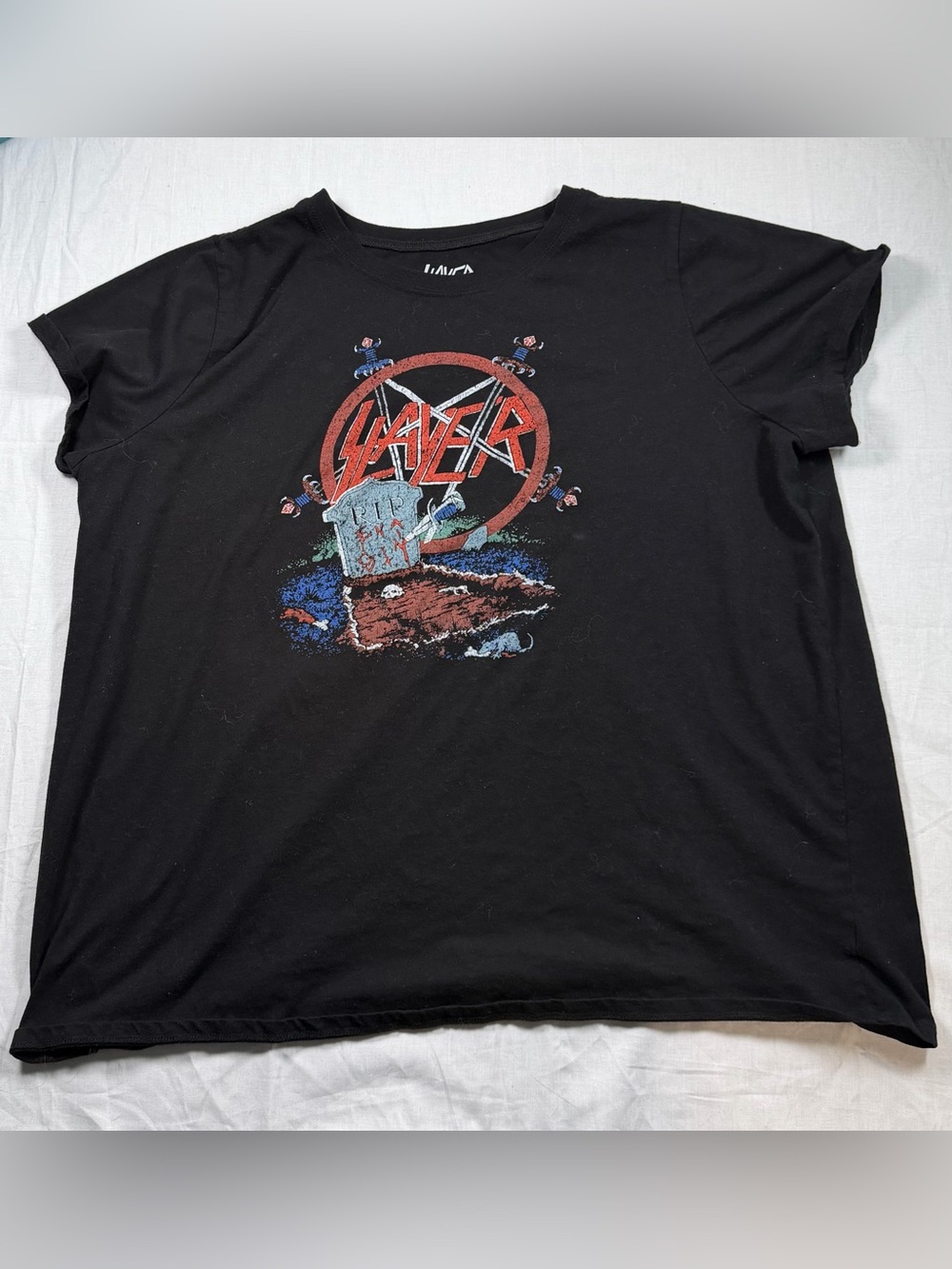 torrid Slayer Black Short Sleeve Graphic Tee with Red Logo